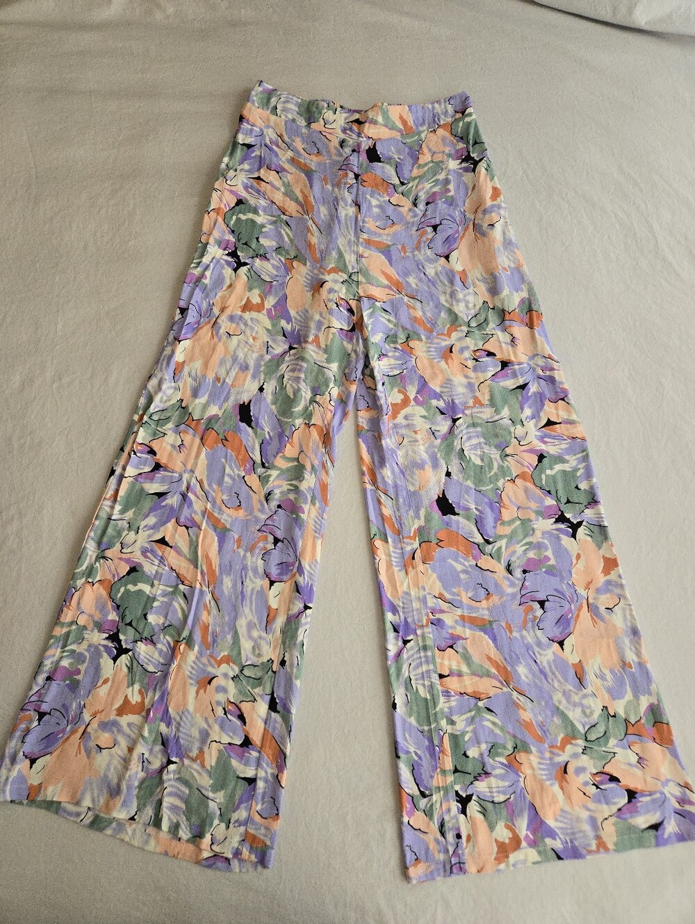 Lulus Palm Beach Babe Lilac Floral Print Wide-Leg Pants HAL3 - Picture 2 of 10